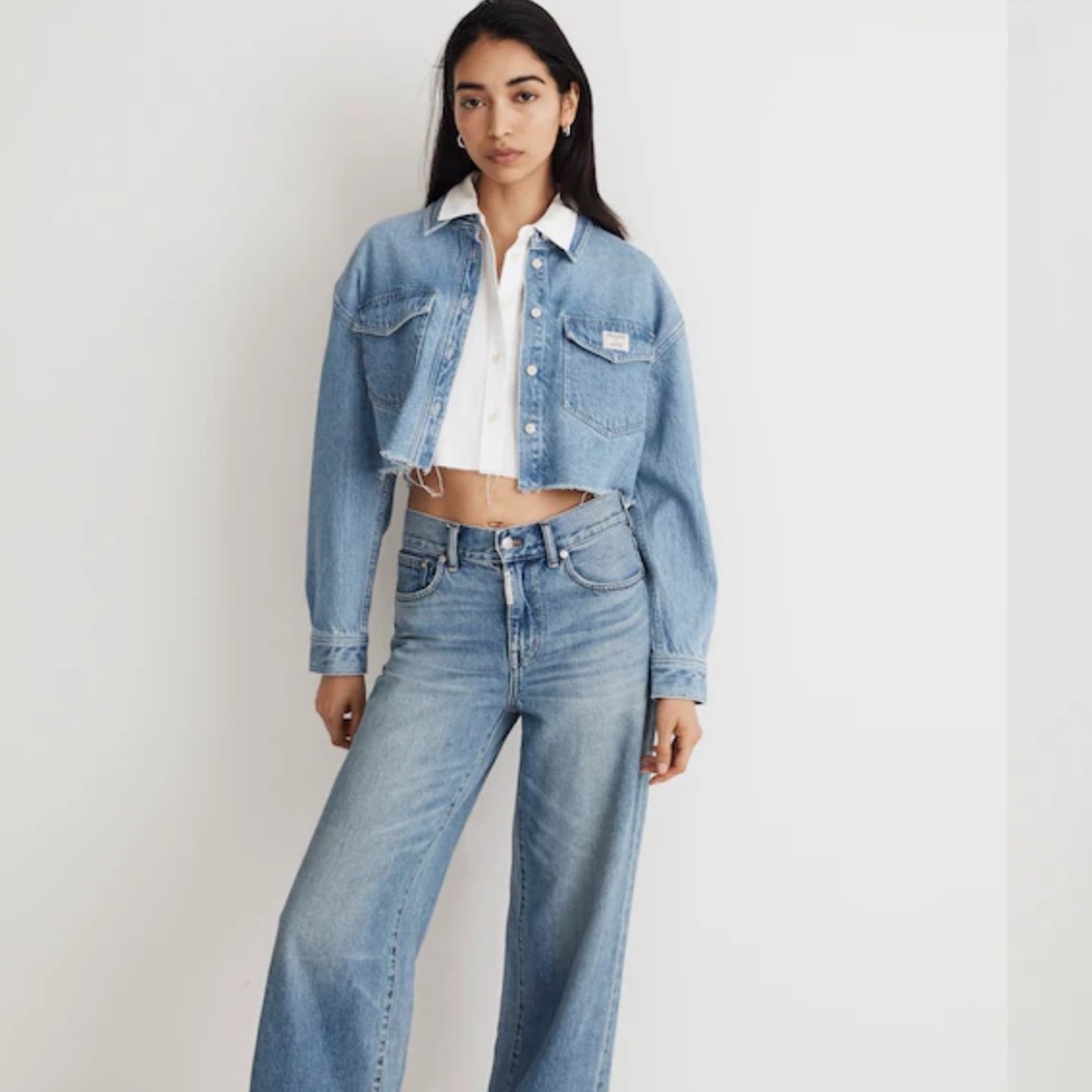 Madewell x Molly Dickson Denim Oversized Crop Shirt